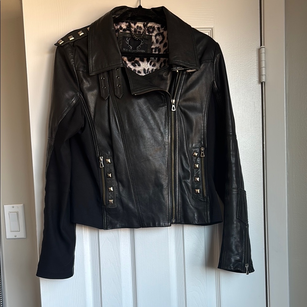 Bod & Christensen Black Leather Moto Jacket